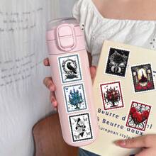 50pcs Gothic Style Stamp Stickers Value Pack Cute Cartoon Stickers Cool Anime Stickers Handbook DIY Decoration Stickers Waterproof And Durable Mobile Phone Case Decoration Stickers