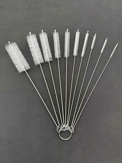 Juego de 10 piezas de cepillos de limpieza multifunción, cepillos de limpieza de múltiples tamaños (10 tamaños), cepillos de botellas de cocina, cepillo para pajitas largas, cepillo para botellas pequeñas, cepillo para pajitas, limpiador de tuberías, para limpiar hervidores y rincones y espacios difíciles de limpiar