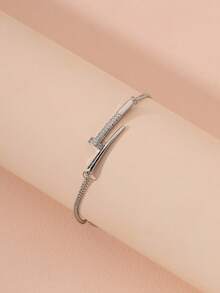 1 件女士欧美风格串珠珍珠星球合金夸张休闲节日礼物弹性樱桃链手链 - 銀色 - 查看 13