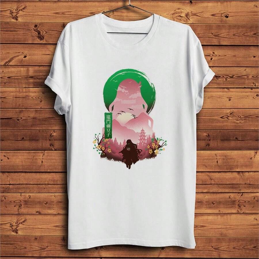 Kimetsu No Yaiba Anime Nezuko Kamado Funny T-Shirt,Short Sleeve Casual Tee,Unisex Streetwear Gift Tshirt, Breathable Print - trắng - Xem 1