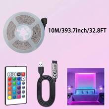 Striscia luminosa LED RGB 1M - 40M, alimentata tramite USB, viene fornita con telecomando a 24 pulsanti e controllo tramite app, illuminazione multicolore, ottima per la creazione di atmosfera nella camera da letto e per feste in casa