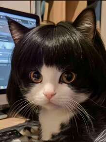 1pc Pet Cat/Dog Wig, Curly Or Straight, Halloween Pet Accessories
