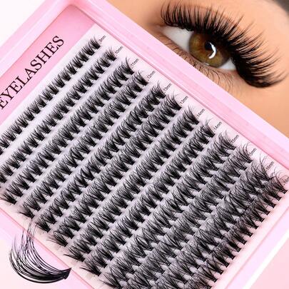 Juego de 240 piezas de pestañas postizas negras voluminizadoras de rizo D de 30D/40D/80D, juego de pestañas postizas negras individuales de 8-16 mm para maquillaje diario, juego de pestañas postizas individuales para viaje y DIY en casa