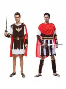 Disfraz de Guerrero Romano Gladiador para Hombres, Conjunto de Guerrero Real Romano Antiguo Italiano, para Carnaval, Fiesta de Disfraces (Nota: Solo Ropa, Sin Accesorios en Muñecas y Piernas, Sin Armas)