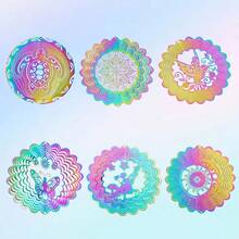 3.9inch Wind Spinner 3D Whirligigs Rainbow Mandala Hanging Wind Chimes Sun Catcher Illusion Magical Garden Yard Decor Bird Deterrent Room Decor Bedroom Decor Home Decor Wall Decor