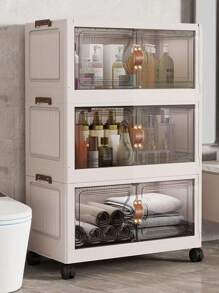5/4/3/2/1 Layer Clothes Storage Box, Home Closet Organizer Folding Plastic Container Cabinet With Door, Large Capacity For Women Storage Organizer Travel Essentials Back To School