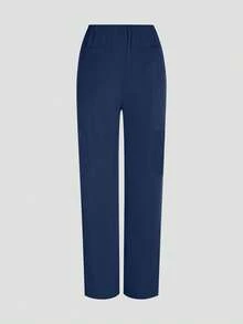 Conjunto de blusa y pantalón de unicolor para mujer, uniforme para laboratorio/hospital/cuidado de mascotas - Azul Marino - Ver 7