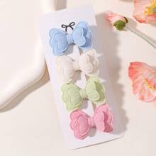 Set de 4 pasadores de mariposa de doble capa de unicolor, accesorios de pelo lindos y versátiles para niños