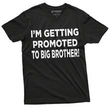 Men's Getting Promoted To Big Brother T-Shirt  New Baby Tee  Baby Shower Shirt  Baby Announcement Tee ___220g High-Quality Pure Cotton T-Shirt With Minimalist Printing, Soft And Breathable Fabric, Comfortable And Loose, Suitable For All Day Wear, Suitable For Office Casual Wear, Spring And Summer Daily Appearance, Elegant And Youthful Design - Black - View 1