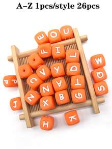 26pcs Silicone Beads, 12mm Square Letter Loose Spacer Beads, Suitable For Handmade DIY Jewelry Making, Bracelets, Necklaces, Keychains / Pen Beads, Mobile Phone Pendants, Bag Accessories, Birthday Gifts, Gifts For Women