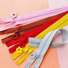 5pcs Random Color Flower Decor Zippers, 25cm Long Assorted Colored Zipper Pulls, Suitable For DIY Sewing, Crafts, Wallets - Multicolor - View 4