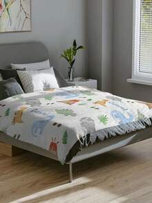 1pc Custom Personalized Baby Name Dinosaur Printed Blanket Gift, Suitable For Newborn Boys, Nursery Decor, Custom Name Baby Boy Blanket - Multicolor - View 4