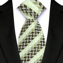 GOADAFOO Corbata de moda de 8 cm de ancho para hombre, de color verde con rayas, flores, cuadros y puntos. Corbata tejida jacquard para novio, negocios, boda y fiesta