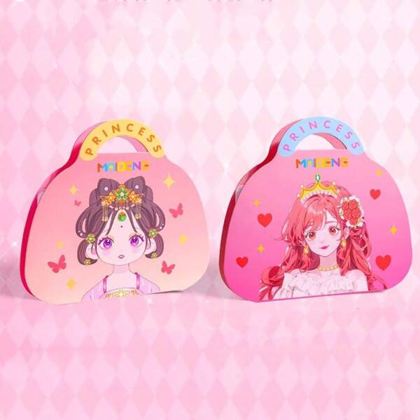 1 pièce Set de sac à maquillage de princesse DIY - Set de jouet de beauté fait main pour fille - Jeu de stickers de maquillage mode, habillage coloré, gameplay multiple, cadeau parfait pour Noël ou anniversaire