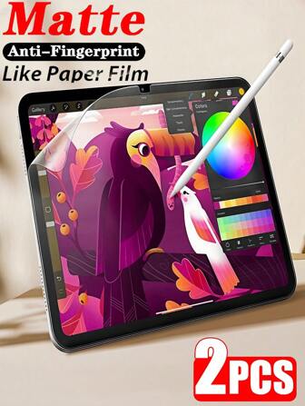 2 件磨砂防指纹防眩光敏感纸质书写屏幕保护膜适用于三星 Galaxy/MatePad/Honor/Redmi/IPad Air Pro 11 13 12.9 9.7 英寸 S7 S8 S9 Plus FE 适用于办公和绘图，软膜非玻璃礼物，适合生日、家人、朋友垫屏幕保护膜、垫配件