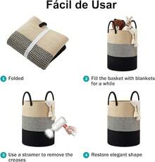 2PCS Cestos para Ropa Sucia XL - 58L Lavandería Plegable, Organización Hogar, Cestos para la Colada con de Cuerda, Cestos para Dormitorio, Baños, Sala para Organizar Ropa o Juguetes - 2Pcs Negro - Ver 6