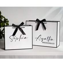 Personalized Christmas Gift Bags, Christmas Gift Bags, Custom Christmas Gift Bags, Christmas Party Gift Bags, Christmas Eve Gift Bags, Personalized Name Gift Bags, Ribbon Tie Gift Bags, Thank You Gift Bags, Birthday Gift Bags, Wedding Gift Bags, Bridesmaid Gift Bags, Casual Urban - White Black Frame Gift Bag - View 7