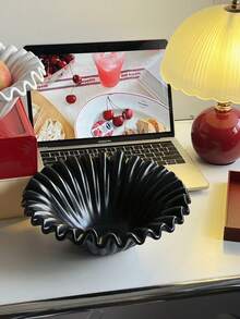 1 pieza Tazón decorativo de gran tamaño, Tazón con forma de hoja de resina de 7.87*2.95 pulgadas, apto para uso en interiores y exteriores, sala de estar, cocina, dormitorio, como regalo de inauguración de casa y días festivos, accento decorativo negro, caja de almacenamiento para la mesa, decoración moderna vintage para el hogar