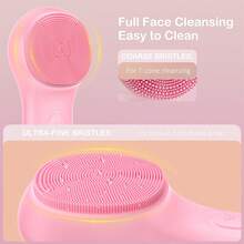 Silicone Face Scrubber, Facial Cleansing Brush, Rechargeable, Waterproof Face Scrub Brush For Cleansing, Exfoliating, Massaging, Electric Facial Exfoliator For Women & Men - 粉色 - 查看 2
