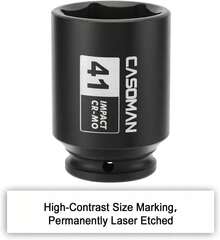 CASOMAN 1/2" Drive X 36 Mm Deep 6 PT Impact Socket, CR-MO, 1/2-Inch Drive 6 Point Axle Nut Socket For Easy Removal Of Axle Shaft Nuts (36MM) - 6-point Socket - View 6