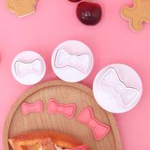 3pcs Bowknot Fondant Cookie Cutter Mold, Biscuit Stamps For Kitchen Baking Tools - White - View 4