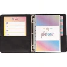 Samsill Carpeta de 3 anillas tamaño junior de 1 pulgada, piel, negro con costuras en contraste, capacidad para papel de 8.5 x 5.5 pulgadas, 3 anillos, carpeta de cuadernos, organizador de portafolios, - Negro - - Ver 11
