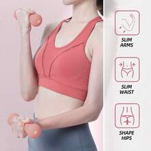 DDCAQIOUA 6kg(3kg*2)1 Pair Of Women's Multifunctional Dumbbell Set, Perfect For Home And Gym Workouts, Arm Training And Yoga, Bone Shaped Iron Dumbbells - Pink - View 3