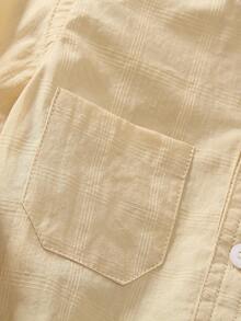 1pc Boys' Khaki Embroidered Casual Button-Down Long Sleeve Shirt, Suitable For Birthday Party, Gala, Christening, And Baby Baptism Formal Wear, Spring/Autumn Young Boy Clothing - Khaki - View 3