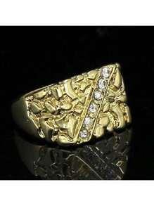 1pc Metallic Gold-Tone Minimalist Embossed Hiphop Men's Ring, Suitable For Casual Wear, Party, Event, Gift Giving