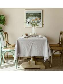 1pc New Classic White Crinkle Tablecloth And 6pcs White Crinkle Fabric Set - White - View 9