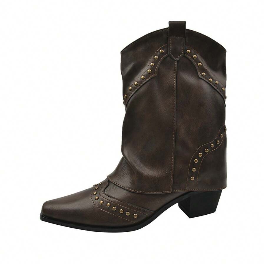 Women Western Boots - 卡其色 - 查看 1