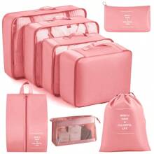 8pcs Travel Organizer Bags Set, Waterproof Portable Packing Cubes, Clothes Storage Bags, Luggage Organizers, Underwear Bags, Waterproof Zipper Packing Pouches, Travel Essentials, Dorm Necessities, Back To School Nylon, For Students, Teachers, Beach, Summer Vacation
