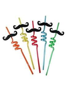 Set de 5 pajitas de plástico reutilizables con forma de PETG para el Día del Padre, pajitas de PVC creativas y enrollables, adecuadas para Hawai, el hogar, té de burbujas, al aire libre, fiestas y otras ocasiones de comida - Multicolor - Ver 1