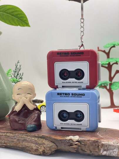 1 pieza Grabadora de llavero, estilo retro, regalo de pareja, mini caja de música grabable tipo colgante, decoración, adecuado como regalo de recuerdo