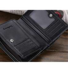 New Zipper Short Wallet Men's Multi-Card Fashion Vertical Mini Button Wallet Men's Card Bag Black Card Holders Waller Purse Men Anniversary Gift Gift For Men Gift For Men Gift For Men Gift For Men Gift For Men Gift For Men