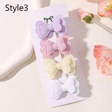Set de 4 pasadores de mariposa de doble capa de unicolor, accesorios de pelo lindos y versátiles para niños