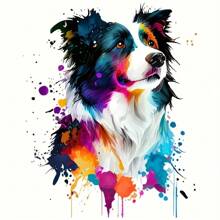 1 pièce/2 pièces/3 pièces Autocollants de chien Border Collie colorés avec bordure - transfert de chaleur DIY, convient pour les T-shirts, jeans, masques et sacs à dos, patches de gilet de chien