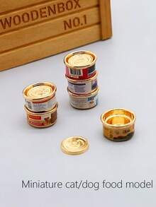 Miniature Realistic Canned Pet Food, Doll House Animal Food Model, Tiny Toy Pet Food, Playset Accessories Canned Dog & Cat Food, Openable Canned Food Prop, Feeding Game Supplies - Multicolor - View 2