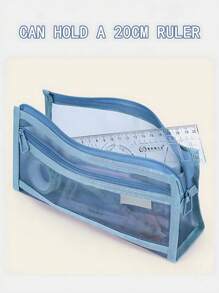 Estojo Morandi 4 peças, estilo Ins, simples, transparente, de malha, dupla camada, grande capacidade, para exame de estudante, bolsa de armazenamento de papelaria, volta às aulas, material escolar, estojo para lápis, mochila escolar