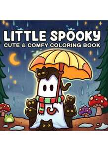 1pc Little Spooky : 42 Page Coloring Book For Adults And Teens, Easy Colouring Book Super Cute Designs Of Cozy, Hygge Spaces For Relaxation (Cozy Spaces Coloring) .Back To School Season School Supplies A Relaxing Gift For Friends, Couples, And Family