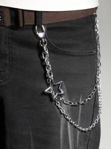 1pc Men's Hip Hop Style Star Decoration Chain, Silver/Gold Color Chain Pants Accessory For Daily Wear Summer, School