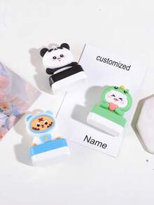 1 pieza de sello personalizado con forma de dibujo animado, un lindo sello de etiqueta personalizado para marcar y firmar artículos personales, personalizable con nombres, un regalo para amigos. - Multicolor - Ver 6