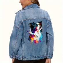 1 pièce/2 pièces/3 pièces Autocollants de chien Border Collie colorés avec bordure - transfert de chaleur DIY, convient pour les T-shirts, jeans, masques et sacs à dos, patches de gilet de chien
