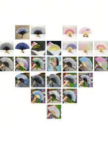 Antique Folding Fan, Bamboo Fan, Chinese Silk Fan, Chinese Role-Playing Fan, Dance Fan, Mask Fan, Handheld Bamboo Silk Folding Fan, Clothing Accessories, Dance Performance Props, Classic Ancient Chinese Pattern Folding Fan, Japanese Landscape Dance Performance Fan, Disco Fan, Charming And Elegant Retro Style Of China And Japan, Best Gift For Women