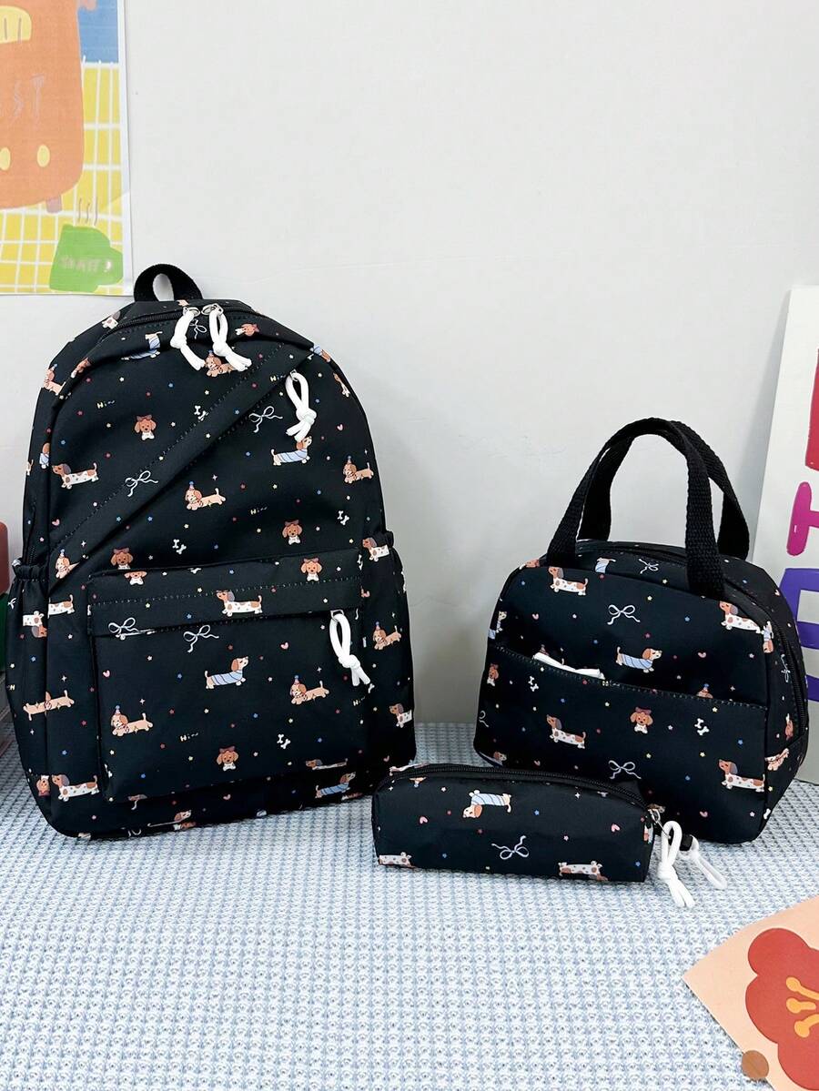 Fashionable New Versatile Cartoon Tie-Dye Large Capacity Backpack Set Of 3 - Multicolor - View 1