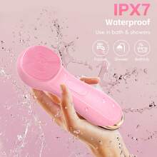 Silicone Face Scrubber, Facial Cleansing Brush, Rechargeable, Waterproof Face Scrub Brush For Cleansing, Exfoliating, Massaging, Electric Facial Exfoliator For Women & Men - 粉色 - 查看 7