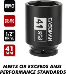 CASOMAN 1/2" Drive X 36 Mm Deep 6 PT Impact Socket, CR-MO, 1/2-Inch Drive 6 Point Axle Nut Socket For Easy Removal Of Axle Shaft Nuts (36MM) - 6-point Socket - View 4