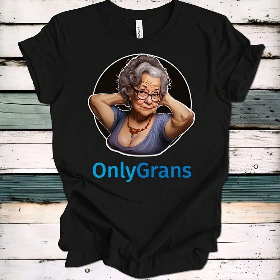 OnlyGrans OnlyFans T-Shirt___220g High-Quality Pure Cotton T-Shirt With Minimalist Printing, Soft And Breathable Fabric, Comfortable And Loose, Suitable For All Day Wear, Suitable For Office Casual Wear, Spring And Summer Daily Appearance, Elegant And Youthful Design - Black - View 1