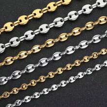 1pc Stainless Steel Coffee Bean Chain Bracelet Necklace For Men Women Silver Color Hiphop Rock Unisex Statement Jewelry