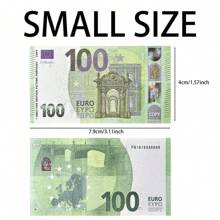 30*15mm Replika Mini 100 Euro Nominał Papieru Prop, 110*61,5mm 100 Euro Nominał Papier Prop może być używany do Origami Świątecznego, Papier Prop Atmosfera Imprezy, Fałszywe Banknoty